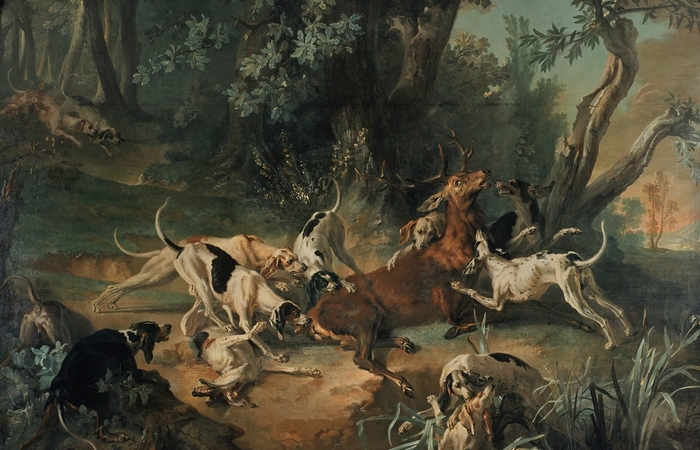 Hallali de cerf par Jean-Baptiste Oudry (XVIIIe siècle) - Reproduction - Don à la Société de Vènerie